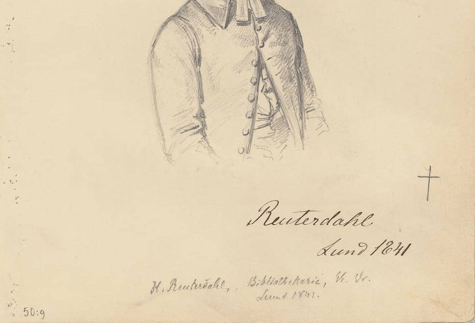 Henrik Reuterdahl år 1841, en blyertsteckning gjord av Maria Röhl. Från Kungliga bibliotekets arkiv.